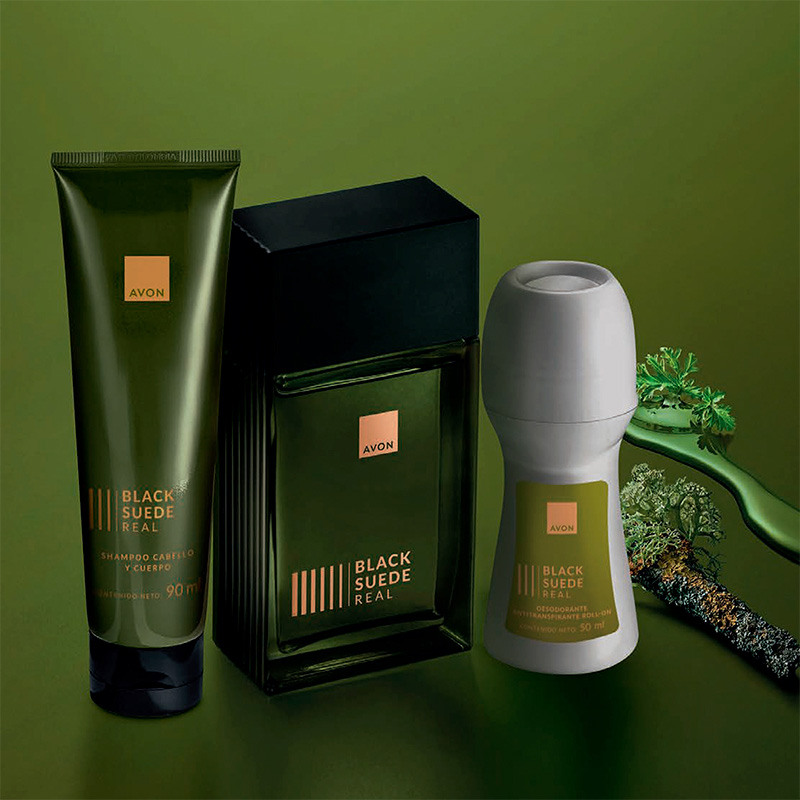 Shampoo Cabello
y Cuerpo 90 ml
+ Black Suede Real
Eau de Toilette
100 ml
+ Desodorante
Antitranspirante
Roll-on 50ml