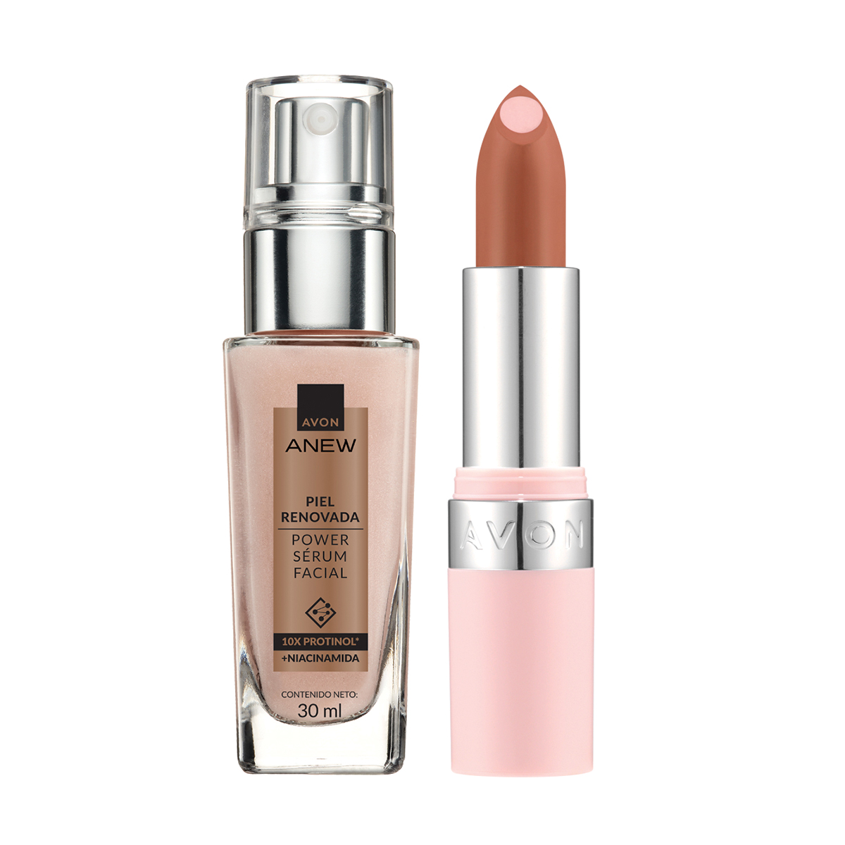 Set x2 Sérum Facial con Niacinamida Protinol Power | Anew + Lápiz Labial Hydramatic Matte - Honey| Avon
