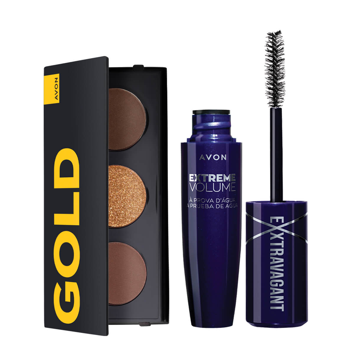 Set x2 Paleta Sombras Párpado Gold | Your Power + Máscara Alargadora Exxtravagant Extreme | Avon