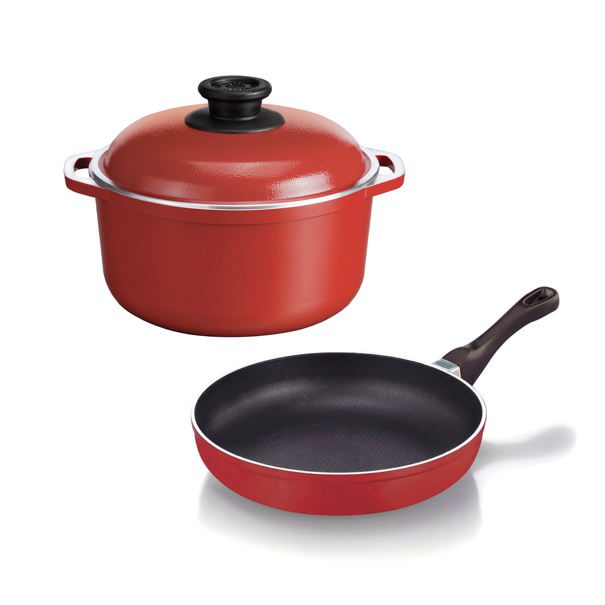 Set x2 Cacerola Rojo | Cucina Donna + Sartén 20 cm | Roja - Cucina Donna