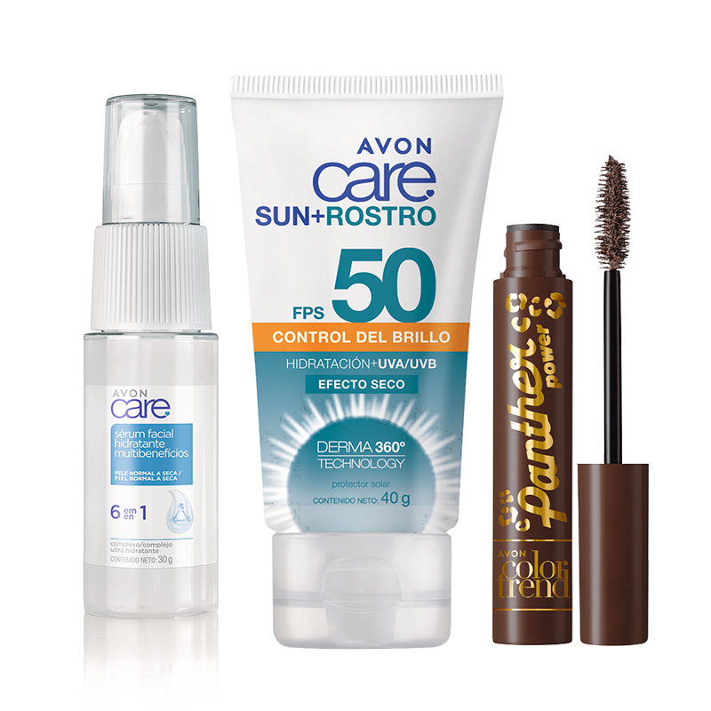 Set x2 Sérum Multibenefícios 6 en 1 | Avon Care + Máscara para Pestañas Efecto Felino| Color Trend Chocolate