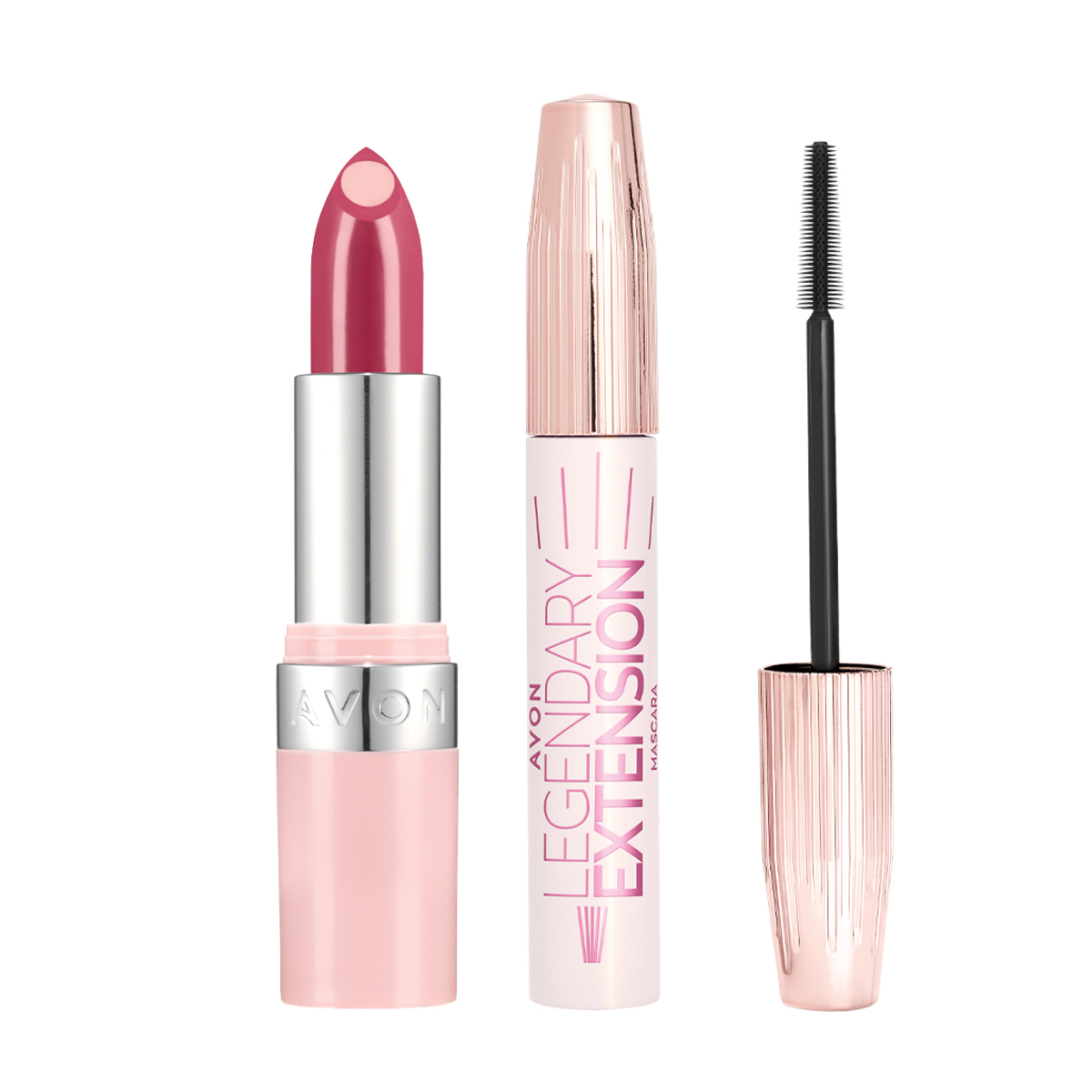 Set x2 Lápiz Labial Hydramatic Radiante-Rose Berry + Máscara para Pestañas Legendary Extension | Avon