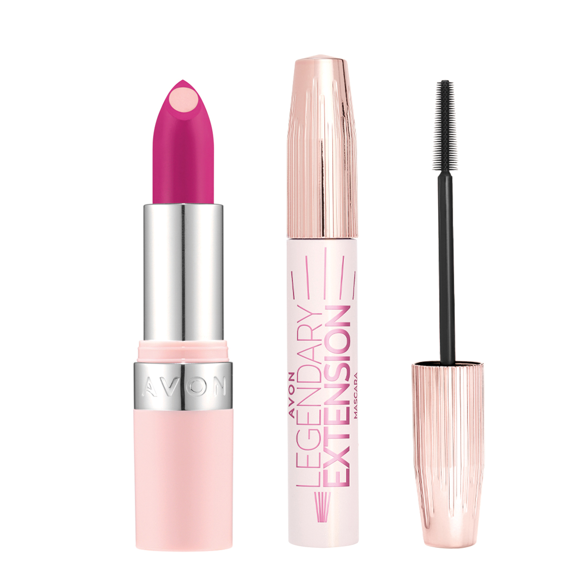 Set x2 Lápiz Labial Hydramatic Matte - Magenta| Avon + Máscara Alargadora para Pestañas Legendary Extension | Avon