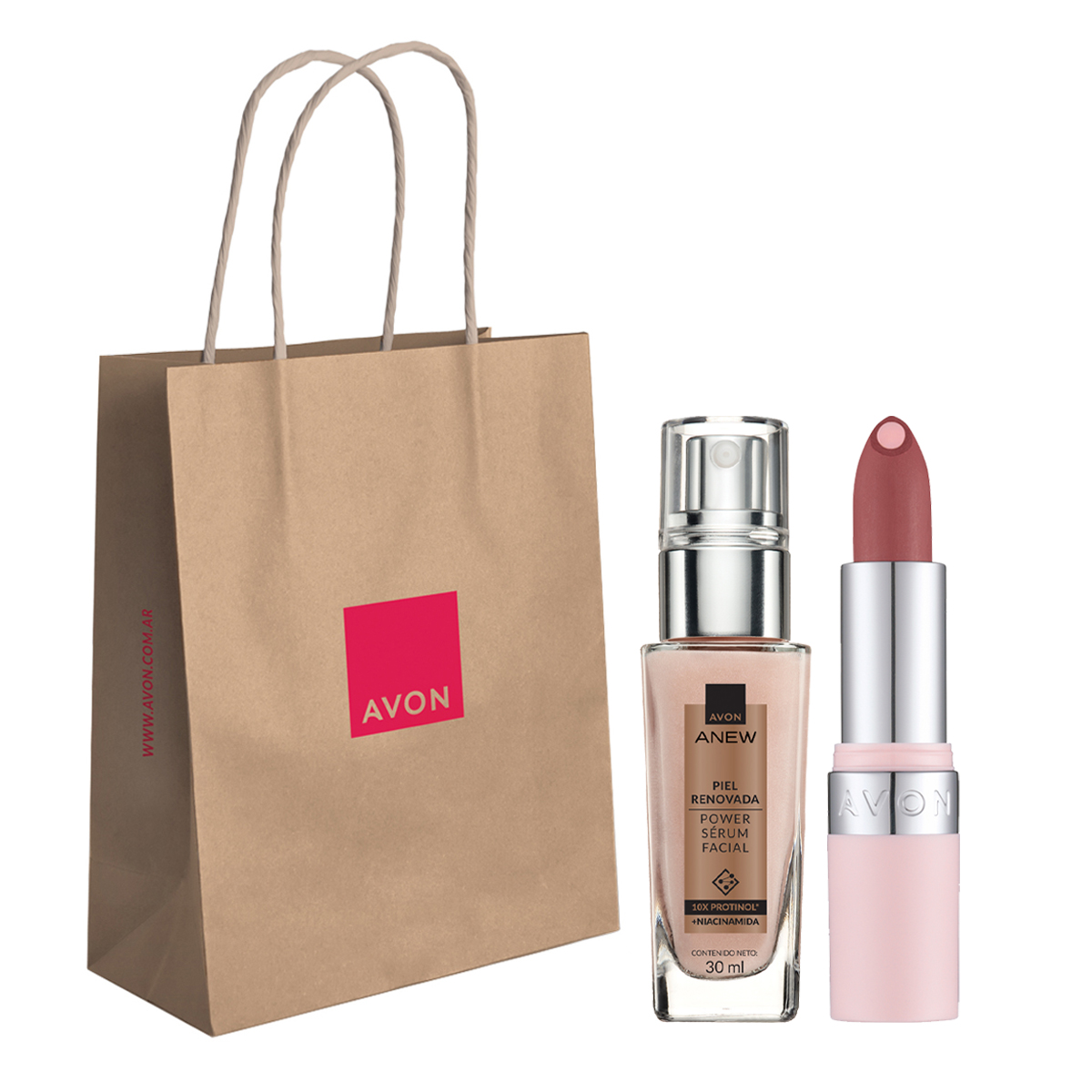 Set x2 Sérum Facial con Niacinamida Protinol Power | Anew + Lápiz Labial Hydramatic Matte - Mauve | Avon