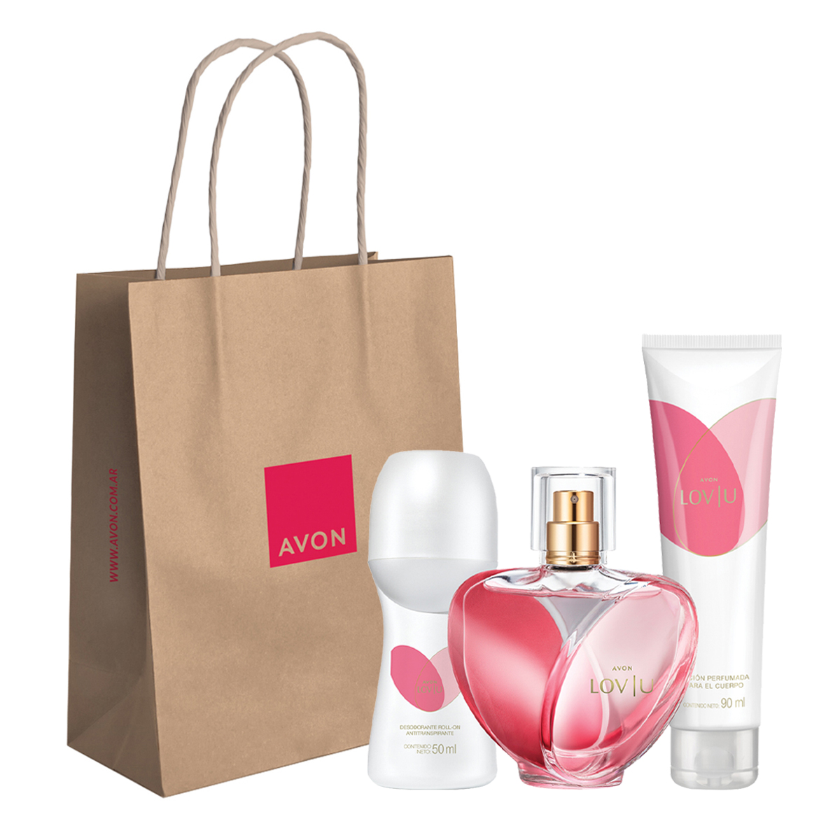 Set x3 Desodorante Roll-On + Loción Corporal + Perfume de Mujer | Lov| u