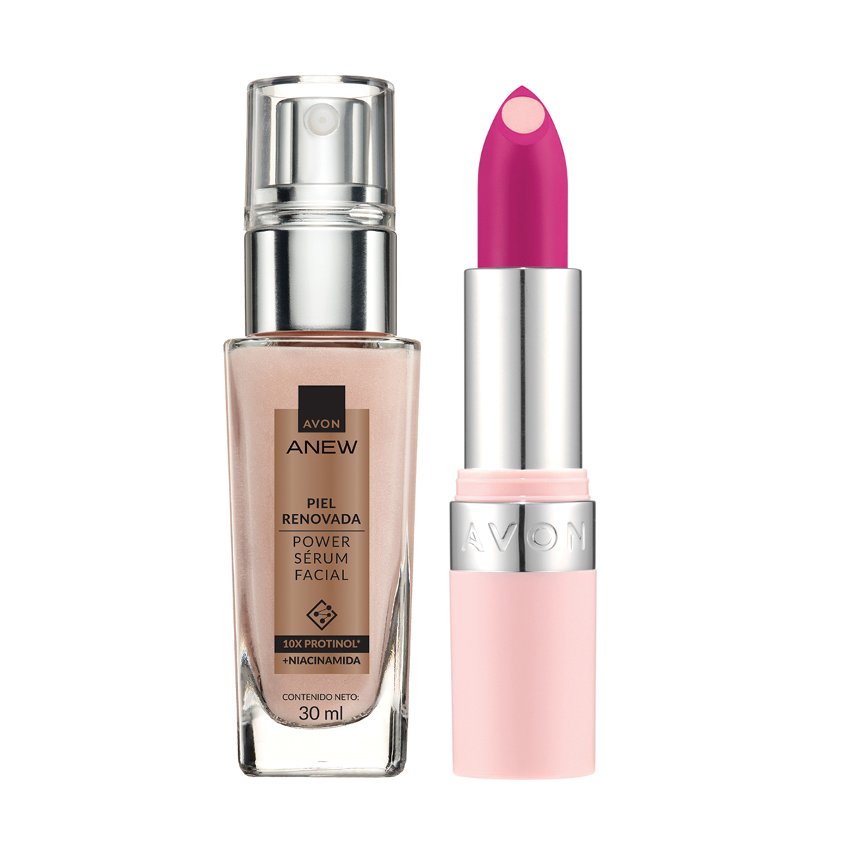 Set x2 Sérum Facial con Niacinamida Protinol Power | Anew + Lápiz Labial Hydramatic Matte - Magenta| Avon