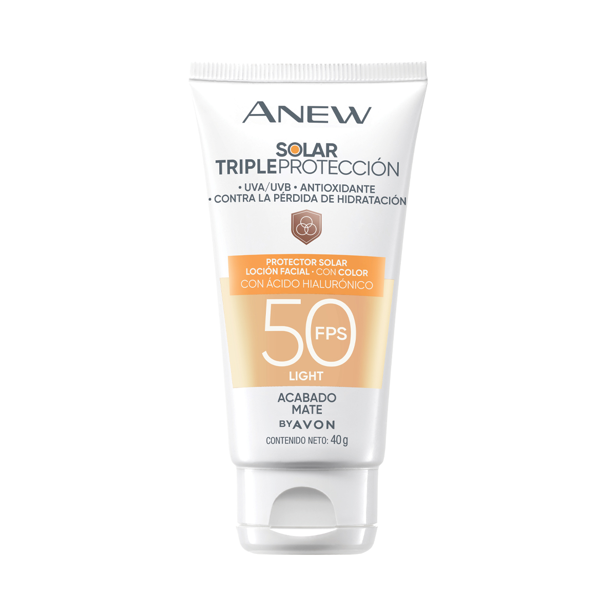 Anew Triple Protección FPS 50 Protector Solar Loción Facial con Color 40 g