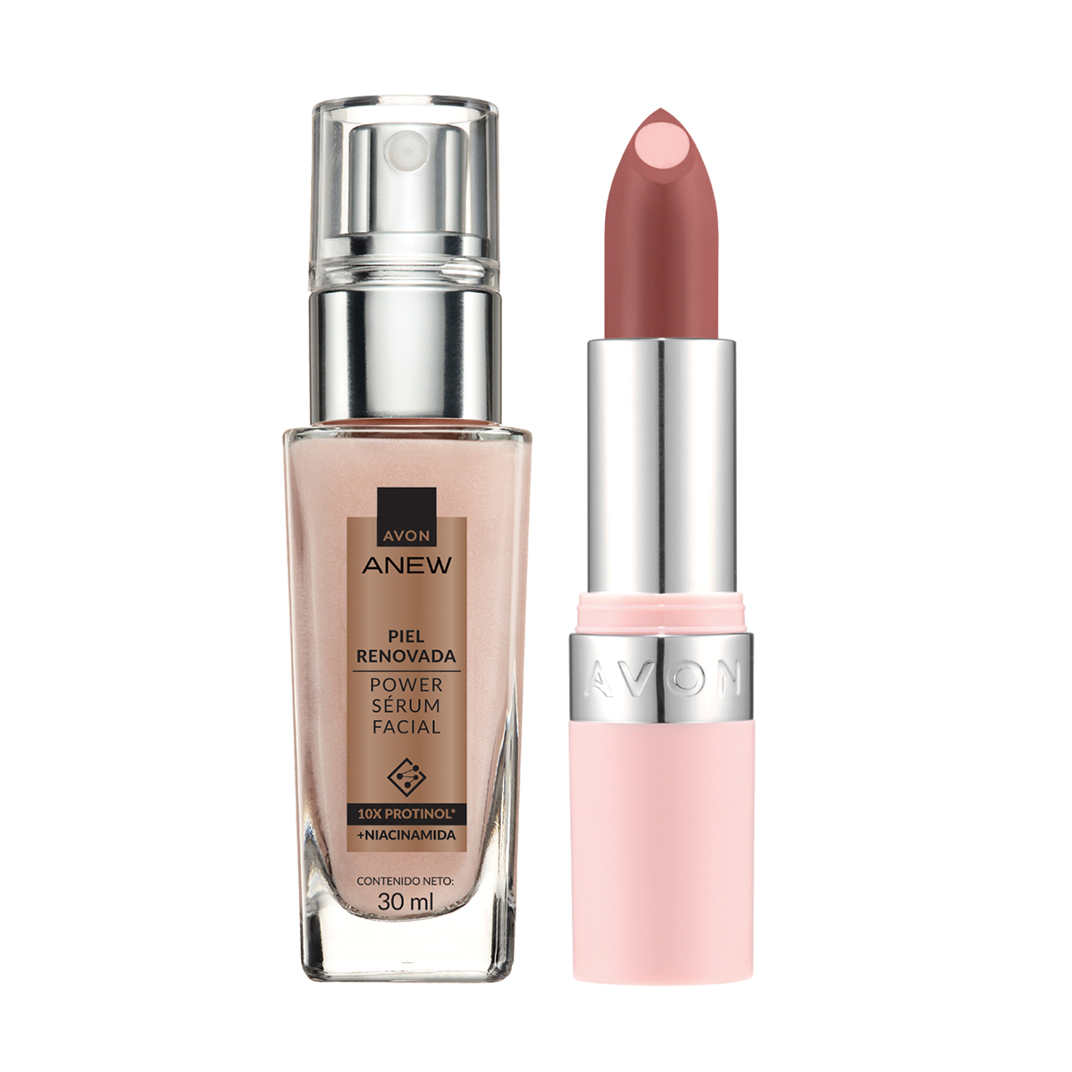 Set x2 Sérum Facial con Niacinamida Protinol Power | Anew + Lápiz Labial Hydramatic Matte - Berry| Avon