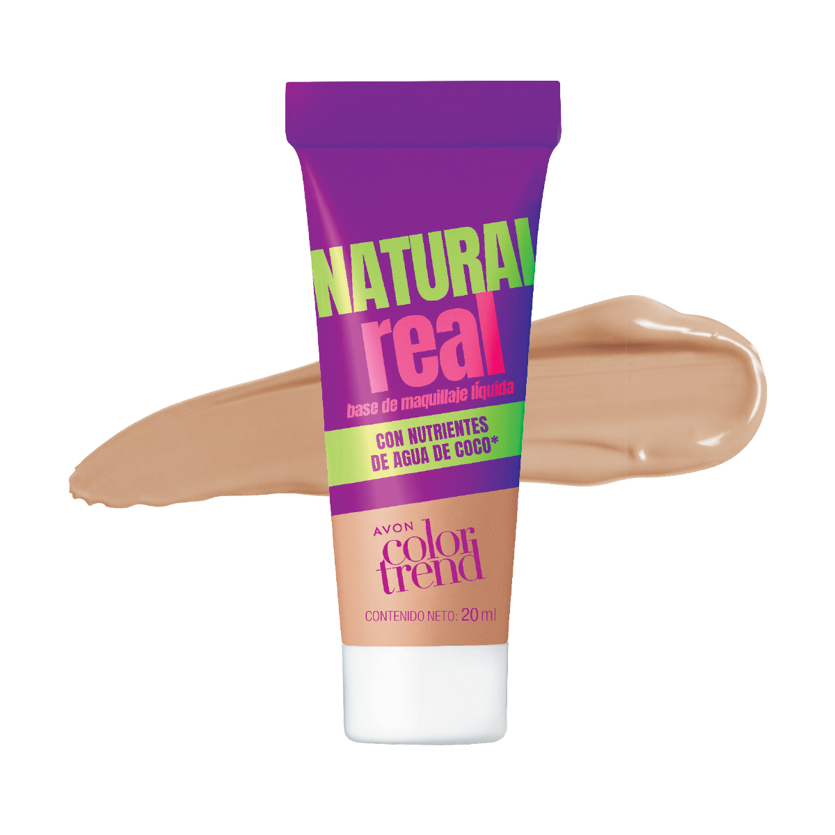 Base de Maquillaje Líquida Real con Nutrientes de Agua de Coco Color Trend - Tono 345N Beige Medio