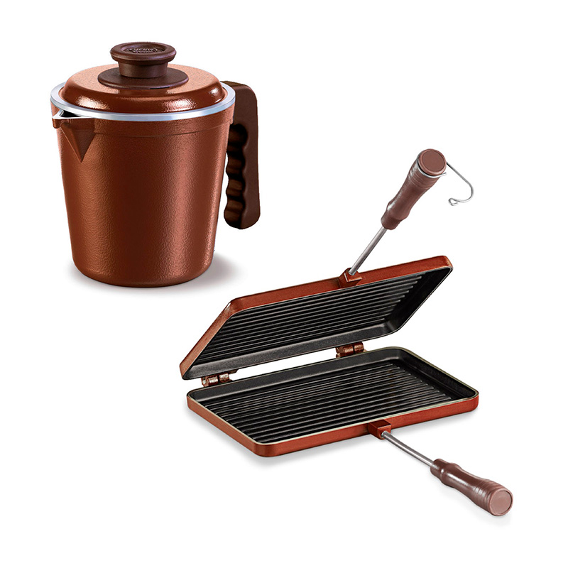 Set x2 Jarro Hervidor + Grill tostador | Cucina Donna Marrón