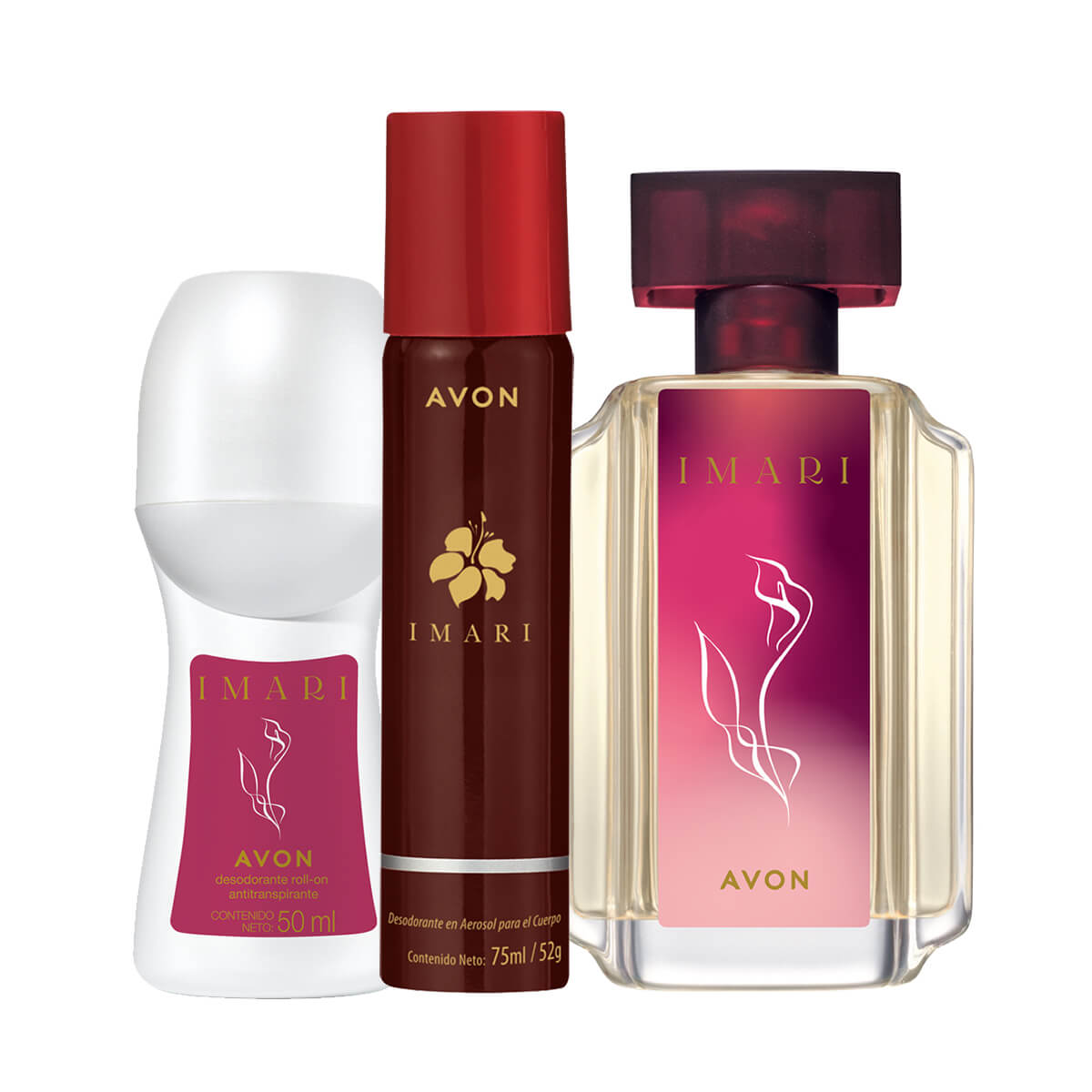 Set x3 Imari| Perfume de mujer + Desodorante Antitranspirante Roll-on | Imari + Desodorante en Aerosol | Imari