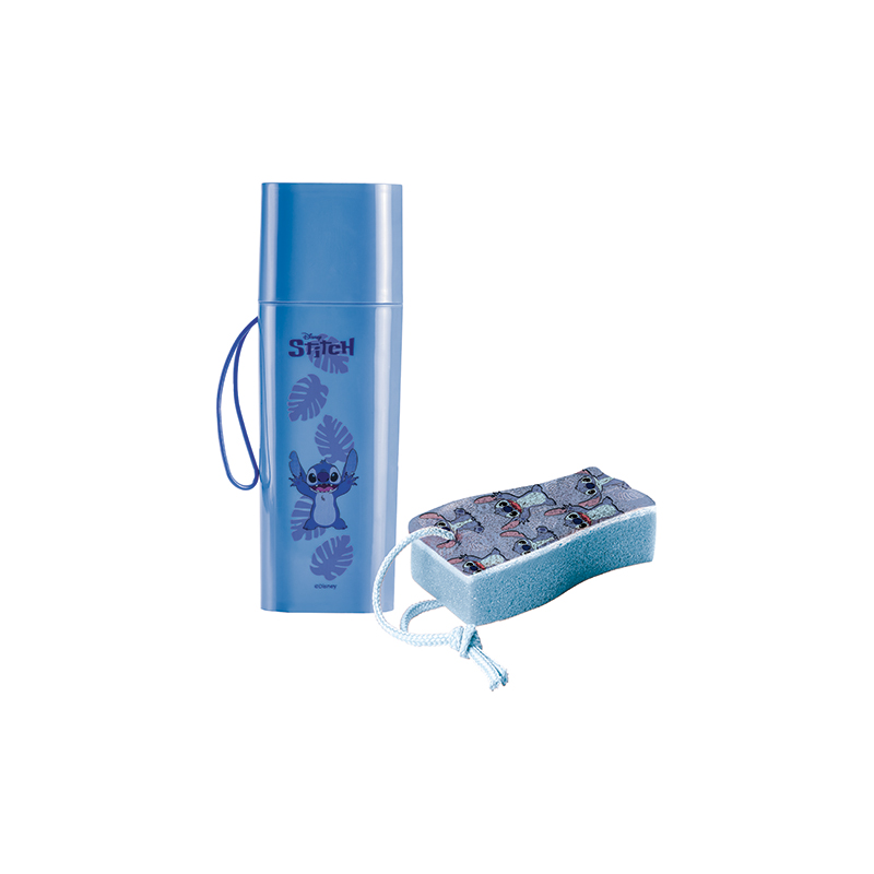 Kit Ce Porta Escova + Esponja Stitch