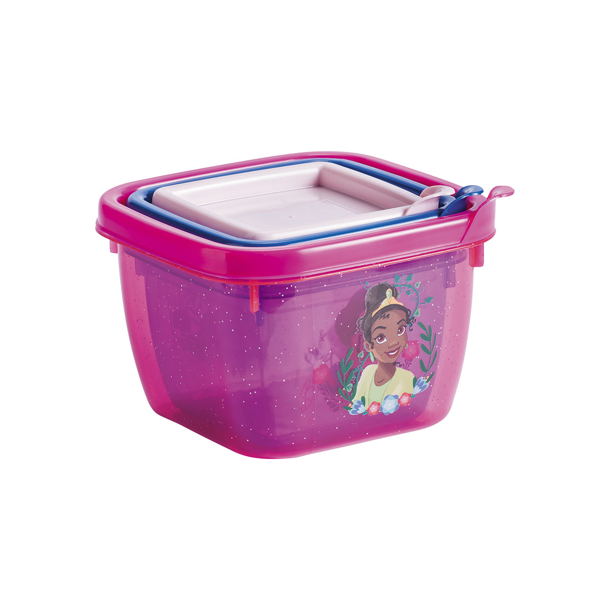 KIT 3 POTES QUADRADOS BRANCA DE NEVE E TIANA