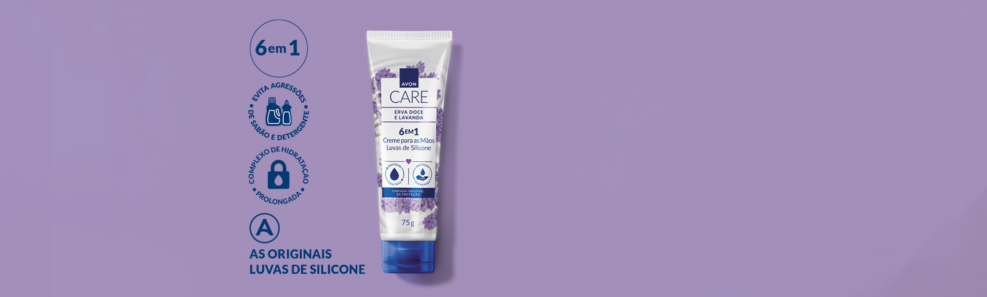 Luvas de Silicone Creme Protetor para as Mãos Erva Doce e Lavanda