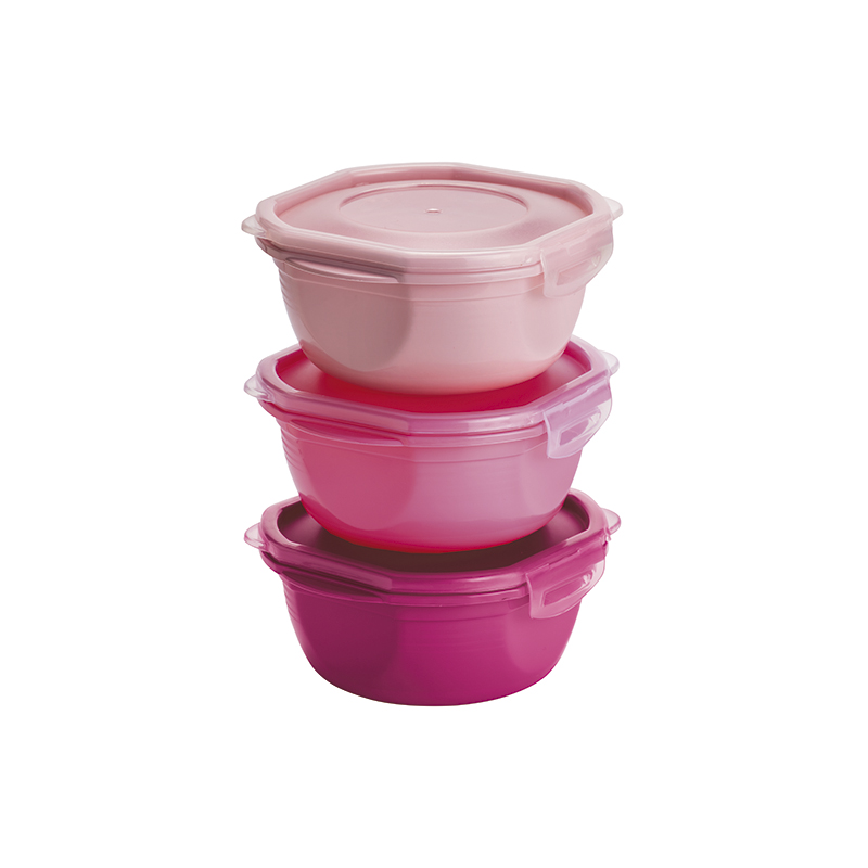 Jogo 3 Potes Com Trava Rosa