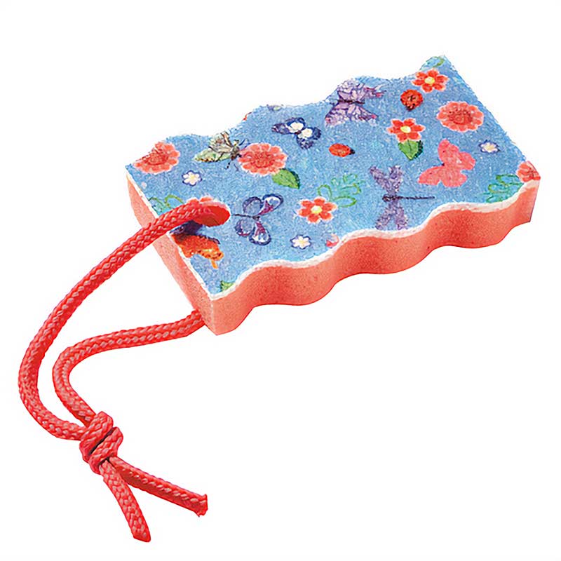 Esponja De Banho Flores E Borboletas Azul