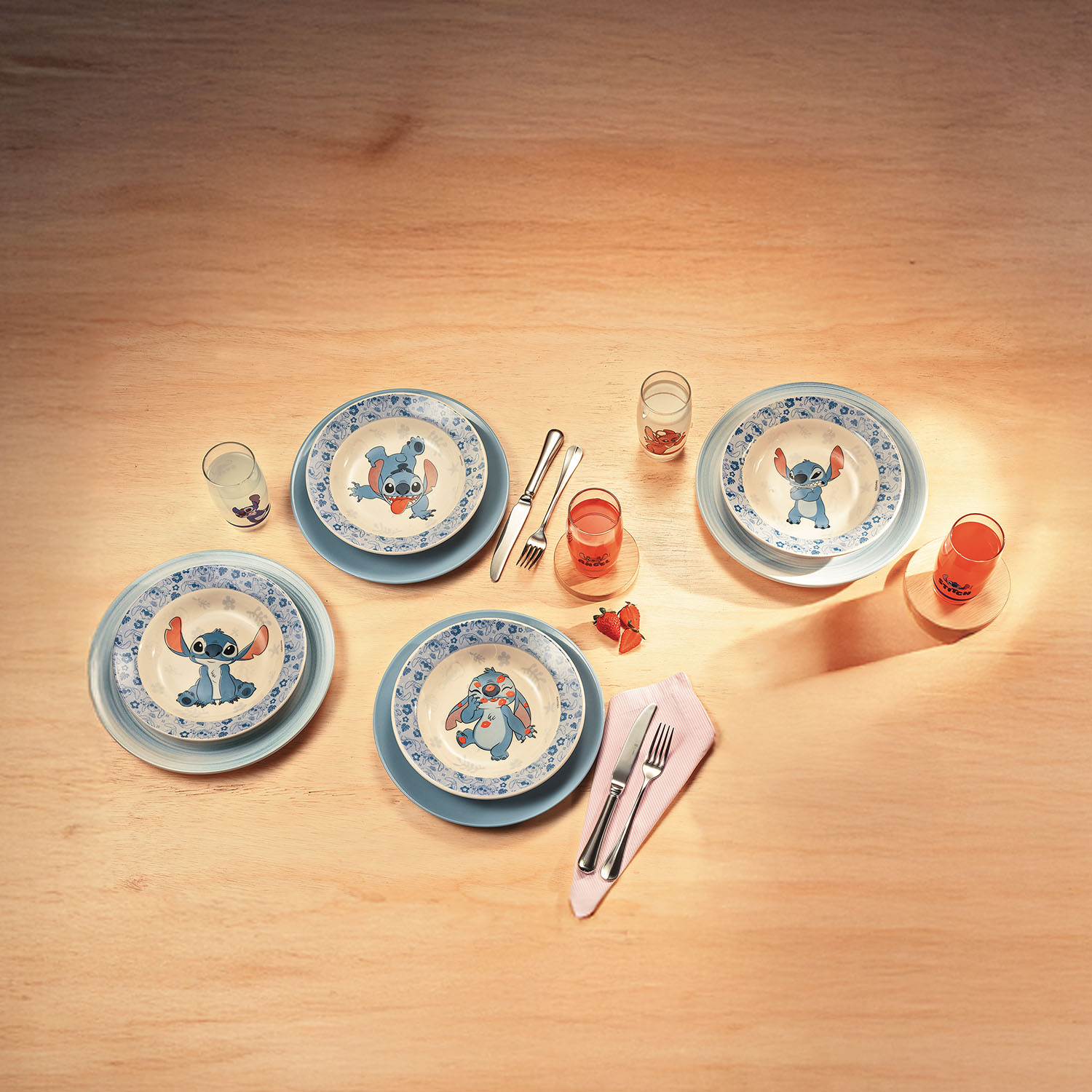 Kit 4 Pratos Fundos Stitch