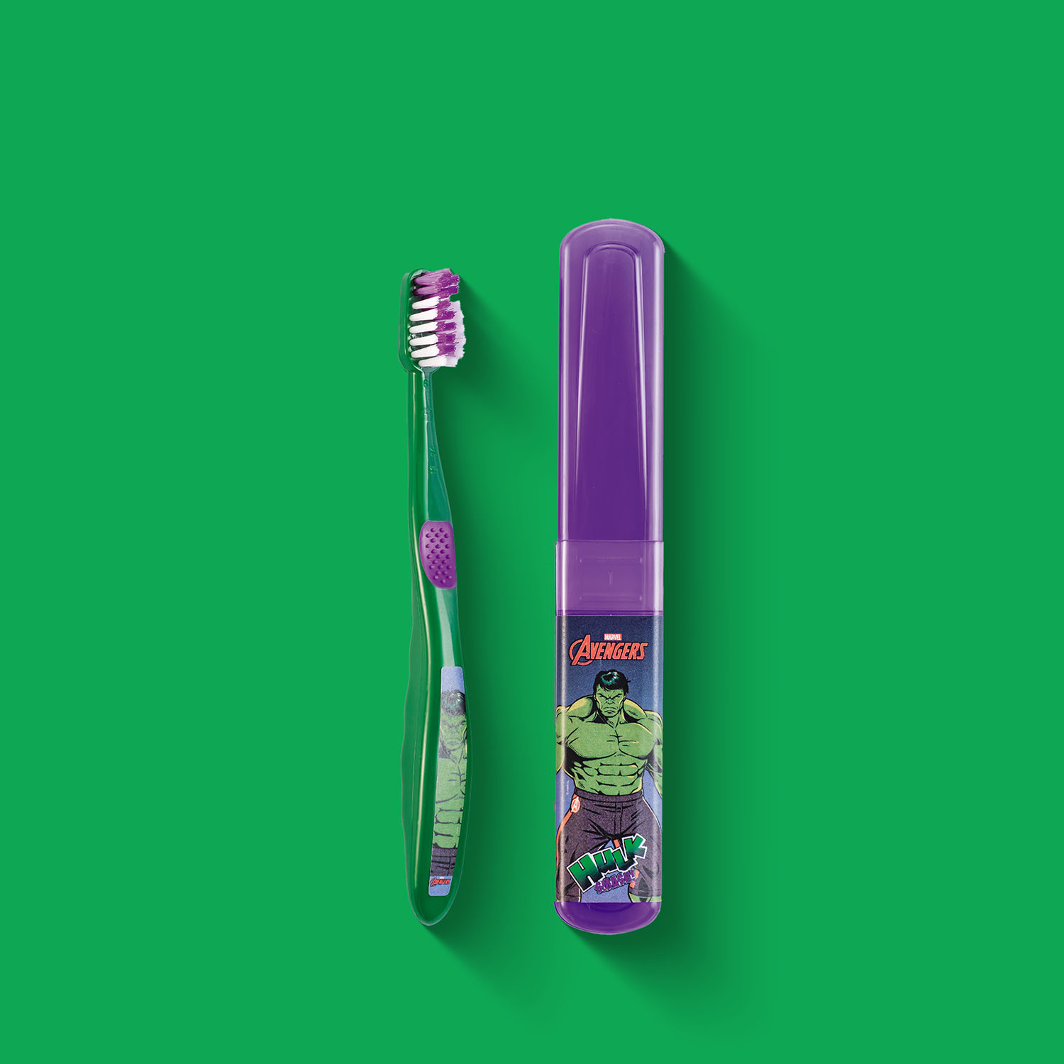Escova de Dentes com Estojo Hulk