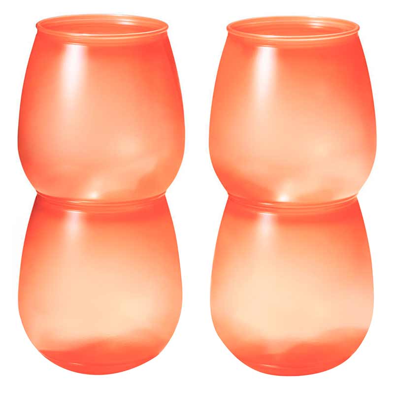 Jogo 4 Copos De Plástico Laranja