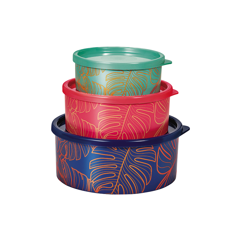 Jogo 3 Potes Redondos Natural Gold