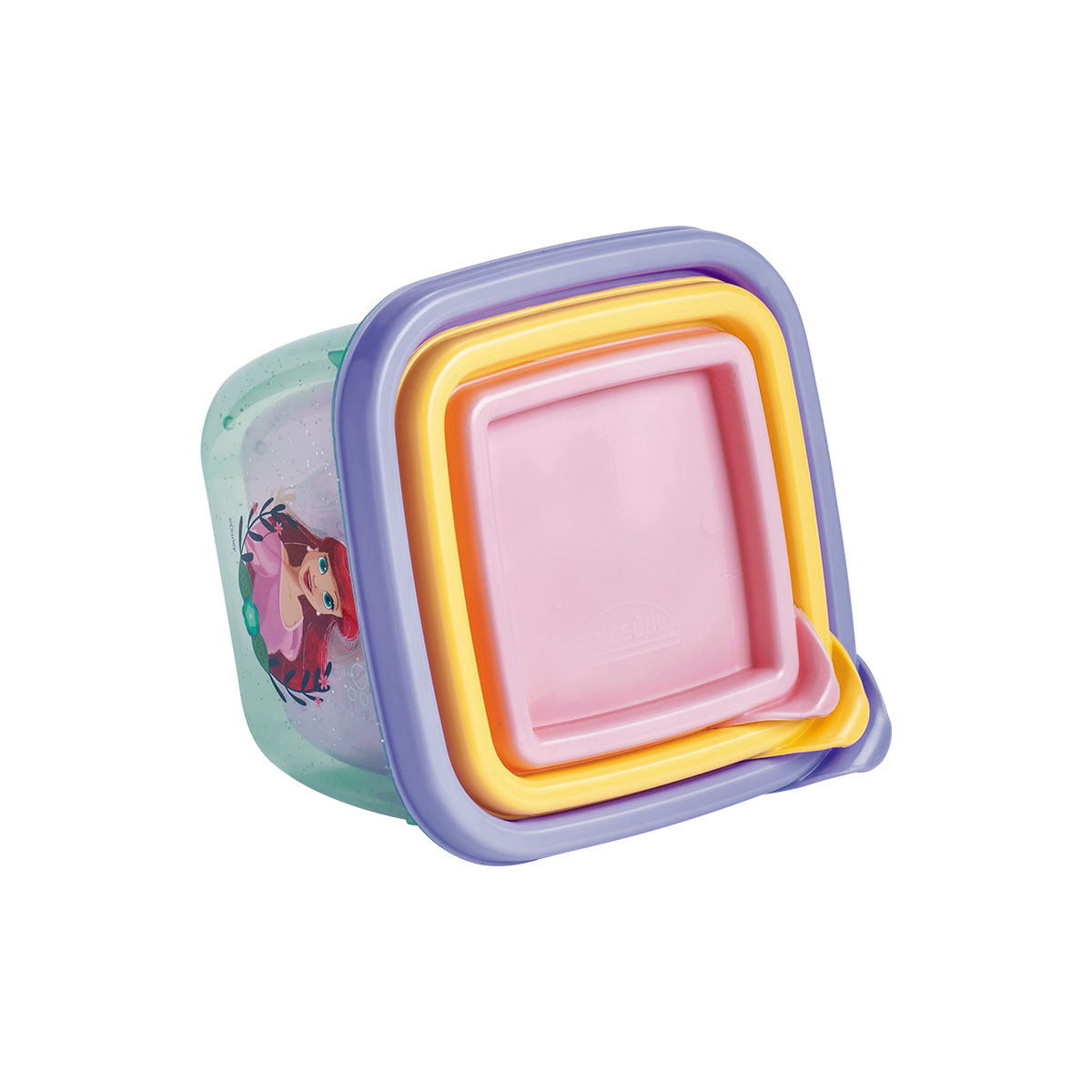 KIT 3 POTES QUADRADOS ARIEL E RAPUNZEL