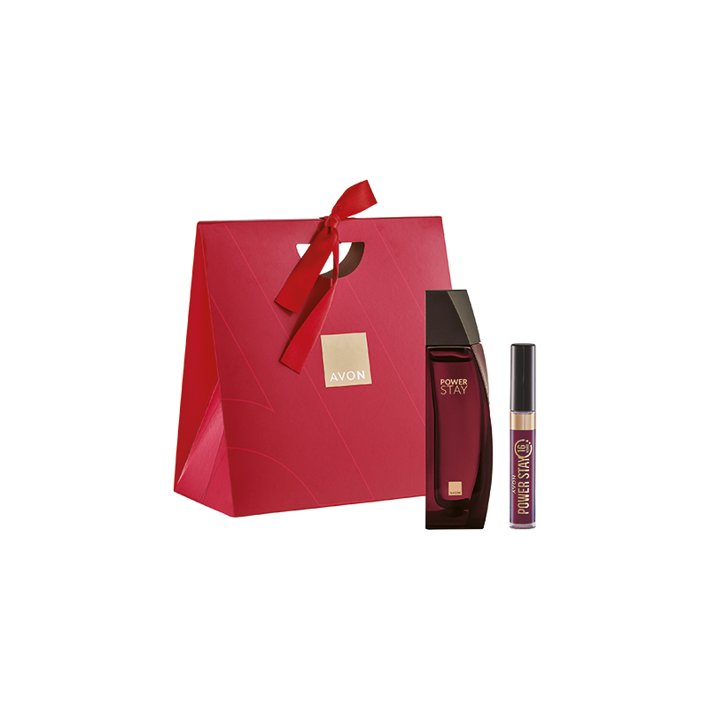 Presente Avon Power Stay Deo Parfum E Batom - Vinho Escuro