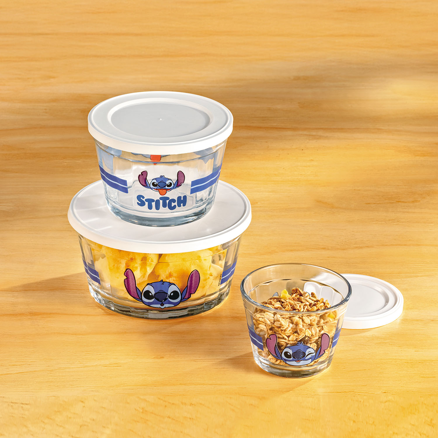 Kit 3 Potes de Vidro Stitch