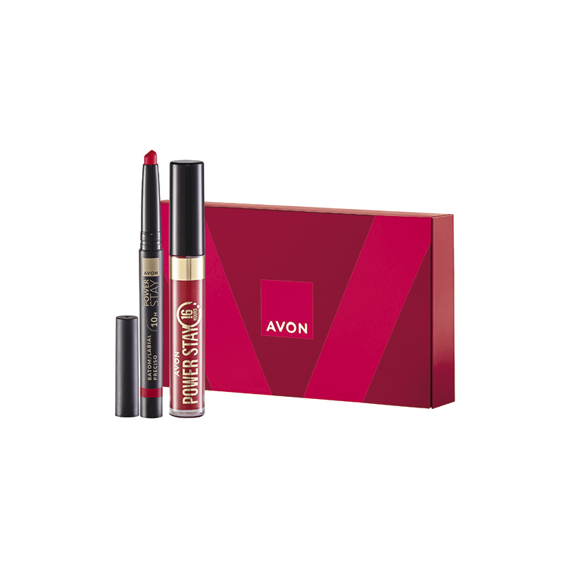 Presente Avon Batom Power Stay Duo Precisão - Vermelho