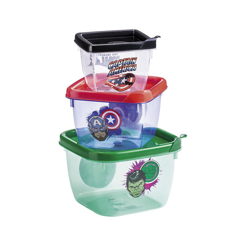 Kit 3 Potes Quadrados Capitão América E Hulk