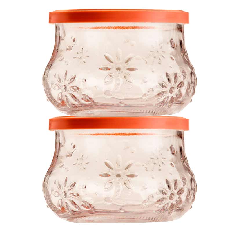 Conjunto 2 Potes De Vidro Com Tampa