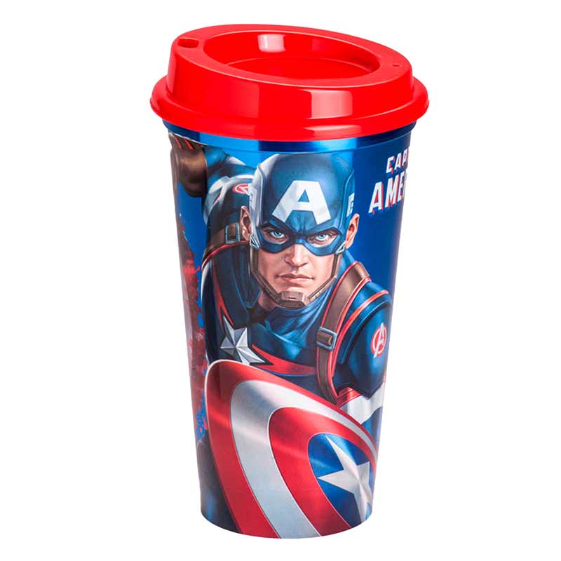 Copo Com Tampa Capitao America