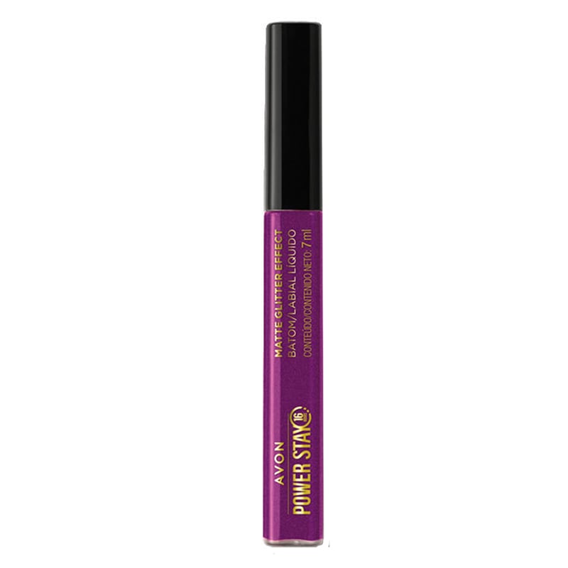 Batom Liquido Matte Glitter Effect Avon Power Stay 7ml
  