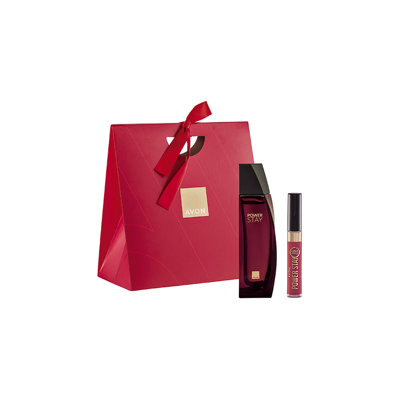 Presente Avon Power Stay Deo Parfum E Batom - Vermelho Mais Quente