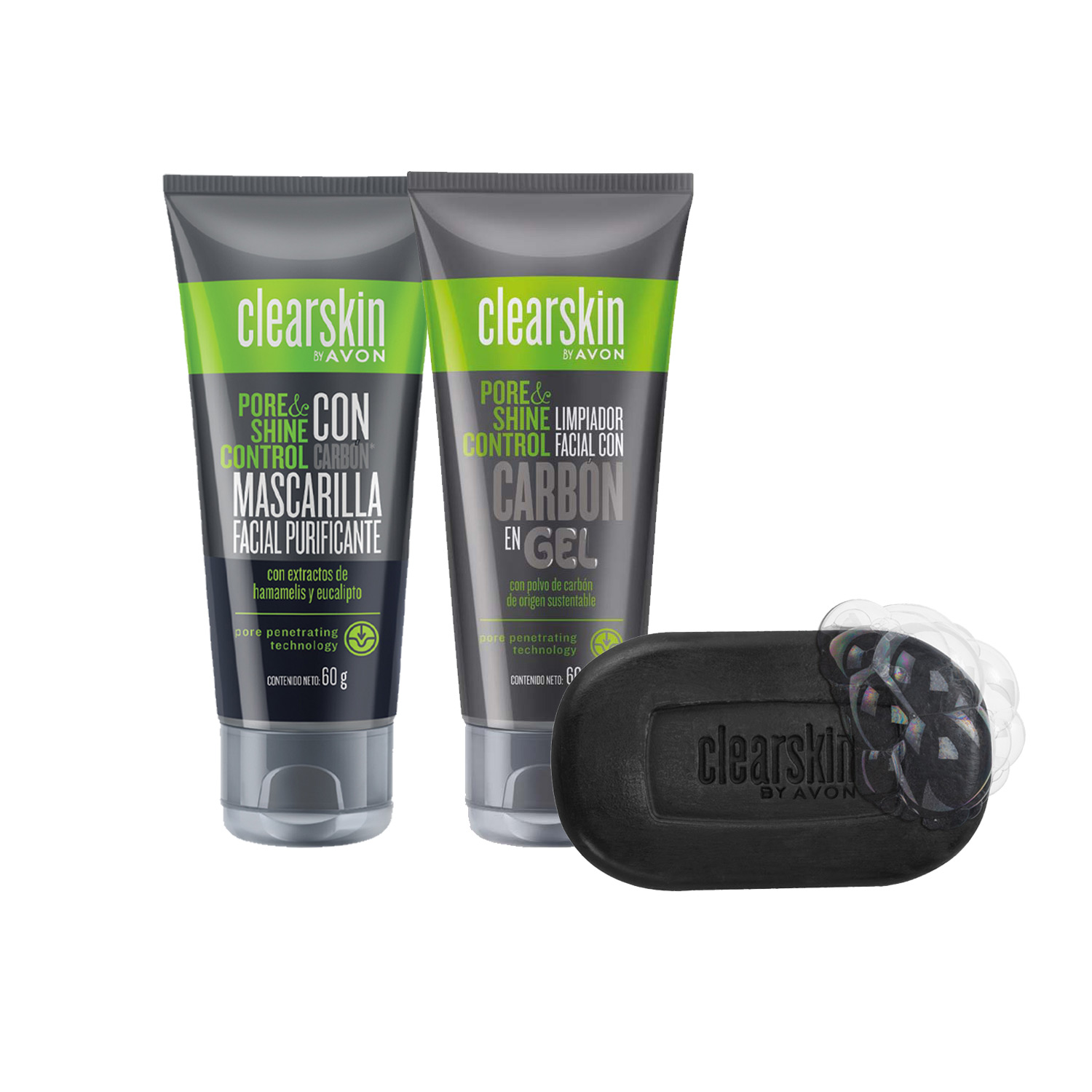 Set Carbón con Jabón, Mascarilla y Limpiador Facial | Clearskin