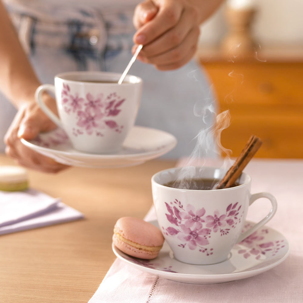 Juego De Tazas De Té Cerámica Malva | Casa y Estilo