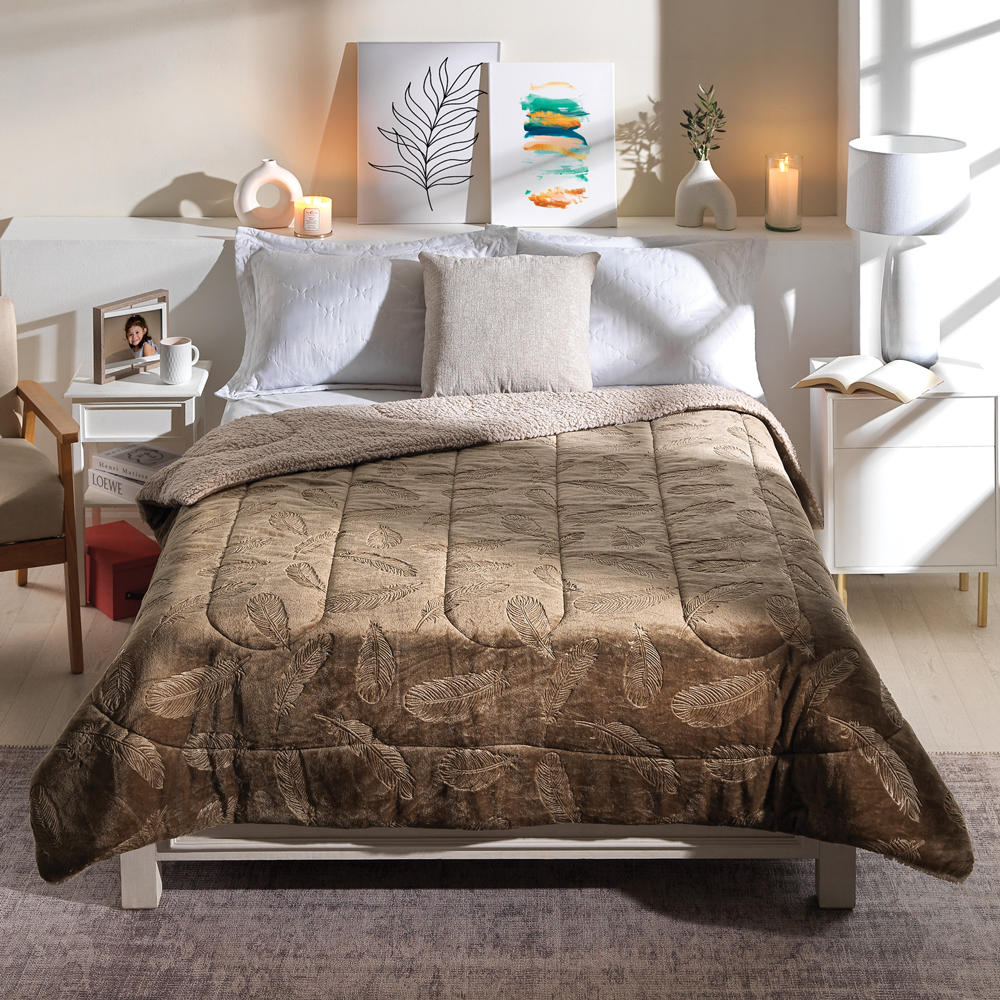 Cobertor con borrega MT Capuchino | Casa & Estilo
