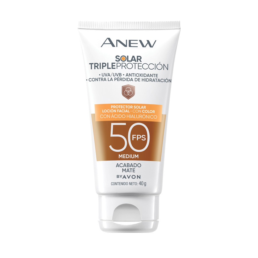 Protector solar loción facial mate con color FPS 50 UVA+UVB Tono Medio