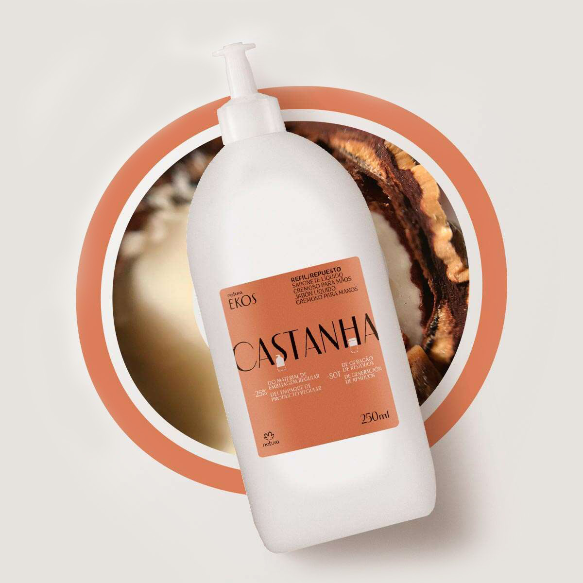 Repuesto jabón líquido para las manos castaña