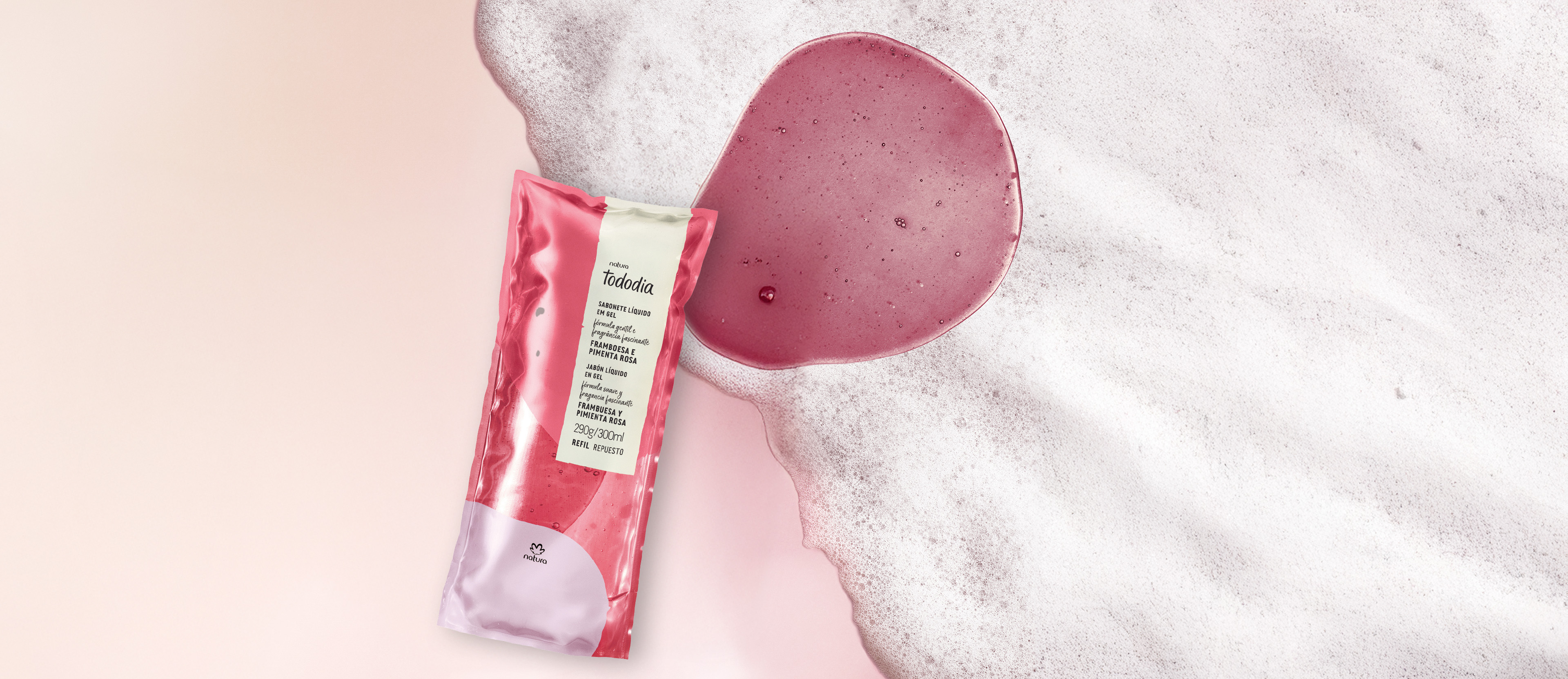 Repuesto jabón líquido en gel frambuesa y pimienta rosa