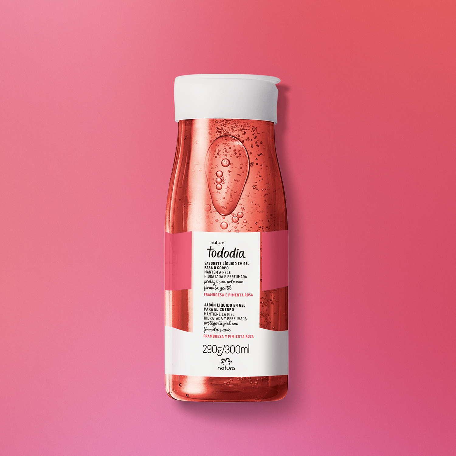 Jabón Líquido en Gel para el Cuerpo Tododia Frambuesa y Pimienta Rosa