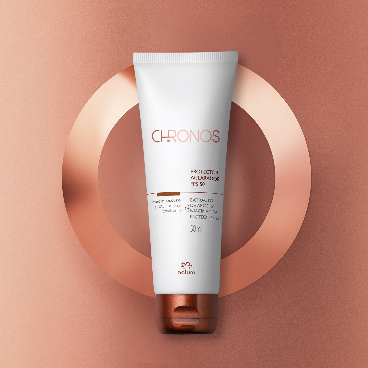 Protector aclarador de manchas FPS 50 medio-oscuro