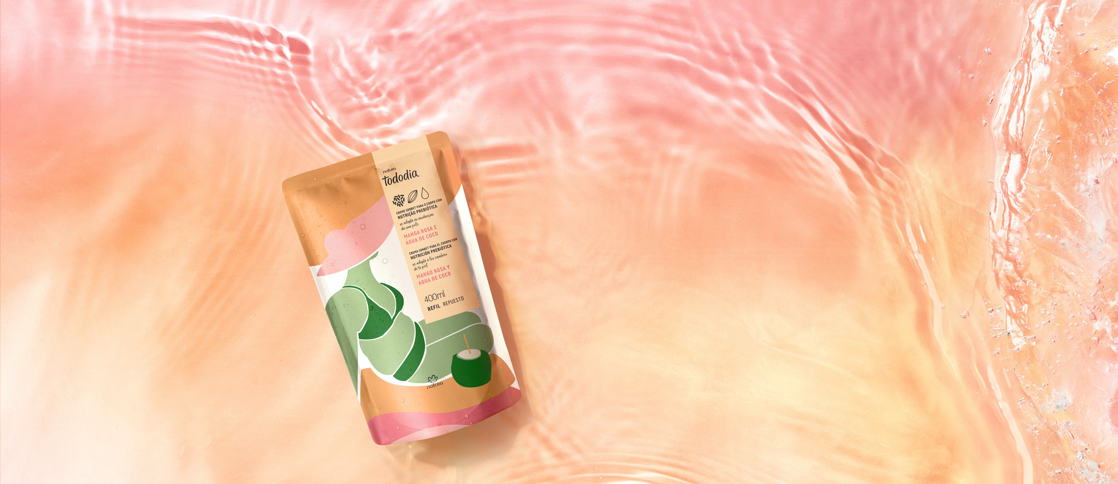 Repuesto Crema Nutritiva para Cuerpo Mango Rosa y Agua de Coco