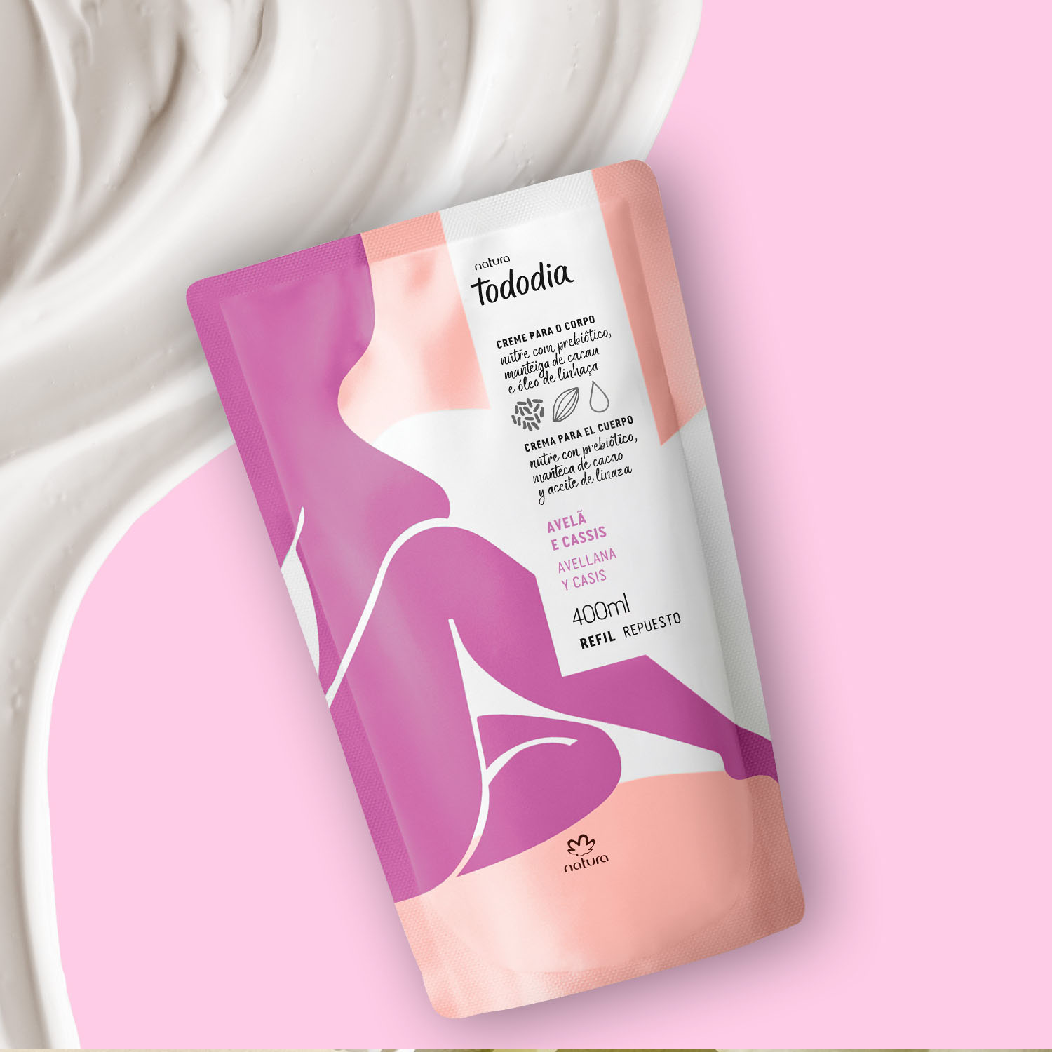 Repuesto crema para el cuerpo avellana y casis