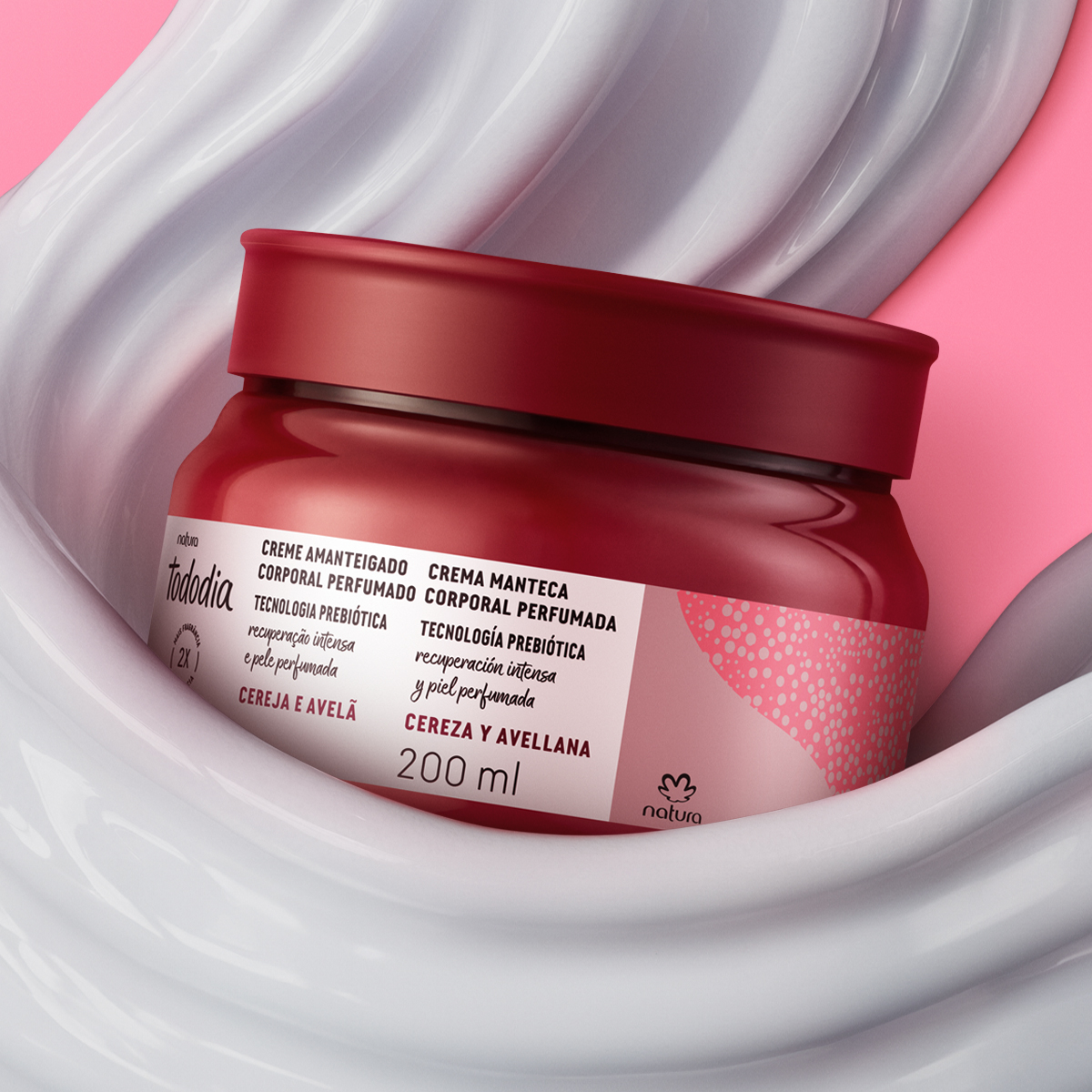 Crema Hidratante Corporal Perfumada Tododia Cereza y Avellana