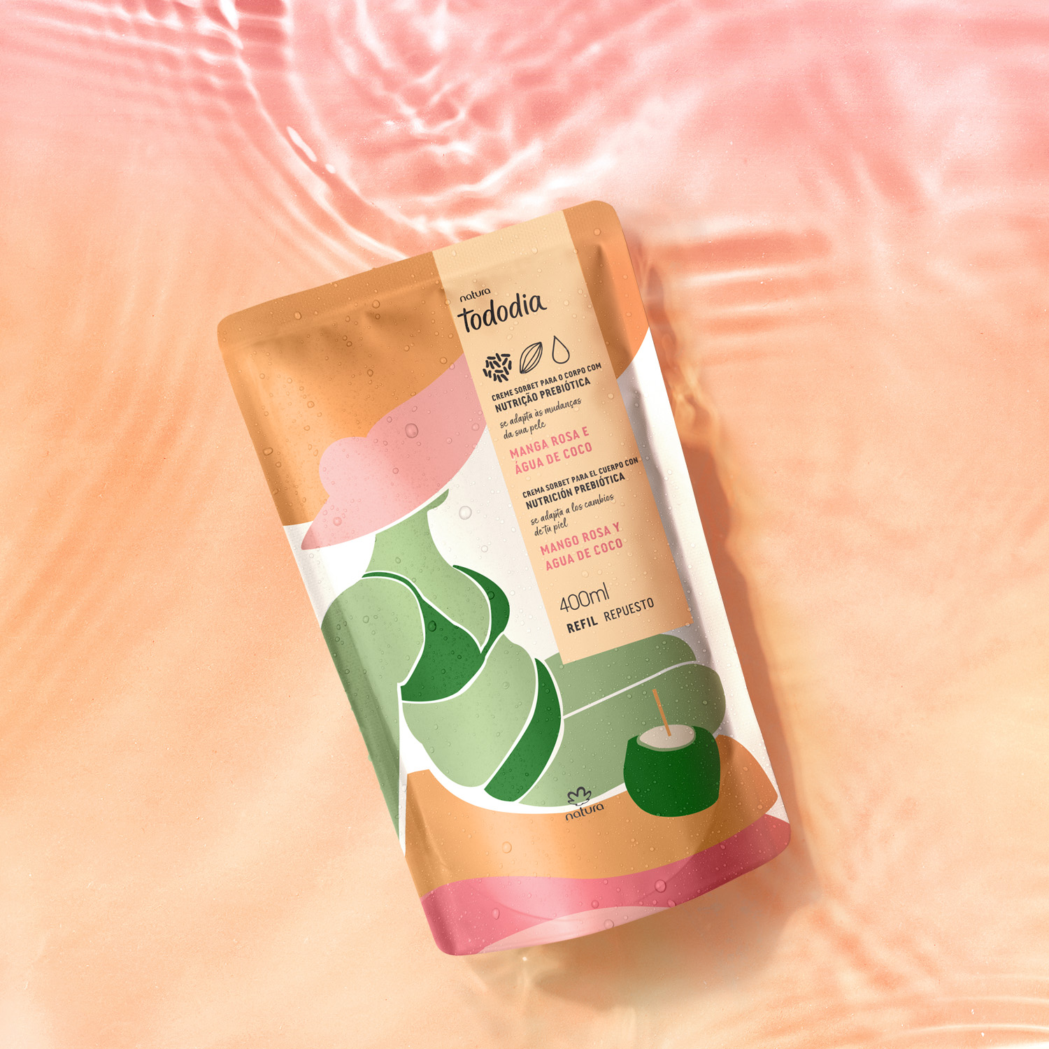 Repuesto Crema Nutritiva para Cuerpo Mango Rosa y Agua de Coco