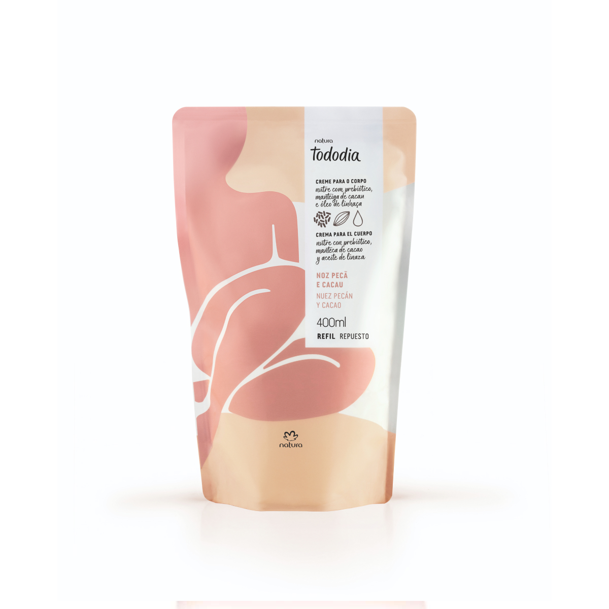 Repuesto crema para el cuerpo nuez pecán y cacao 400 ml Tododia