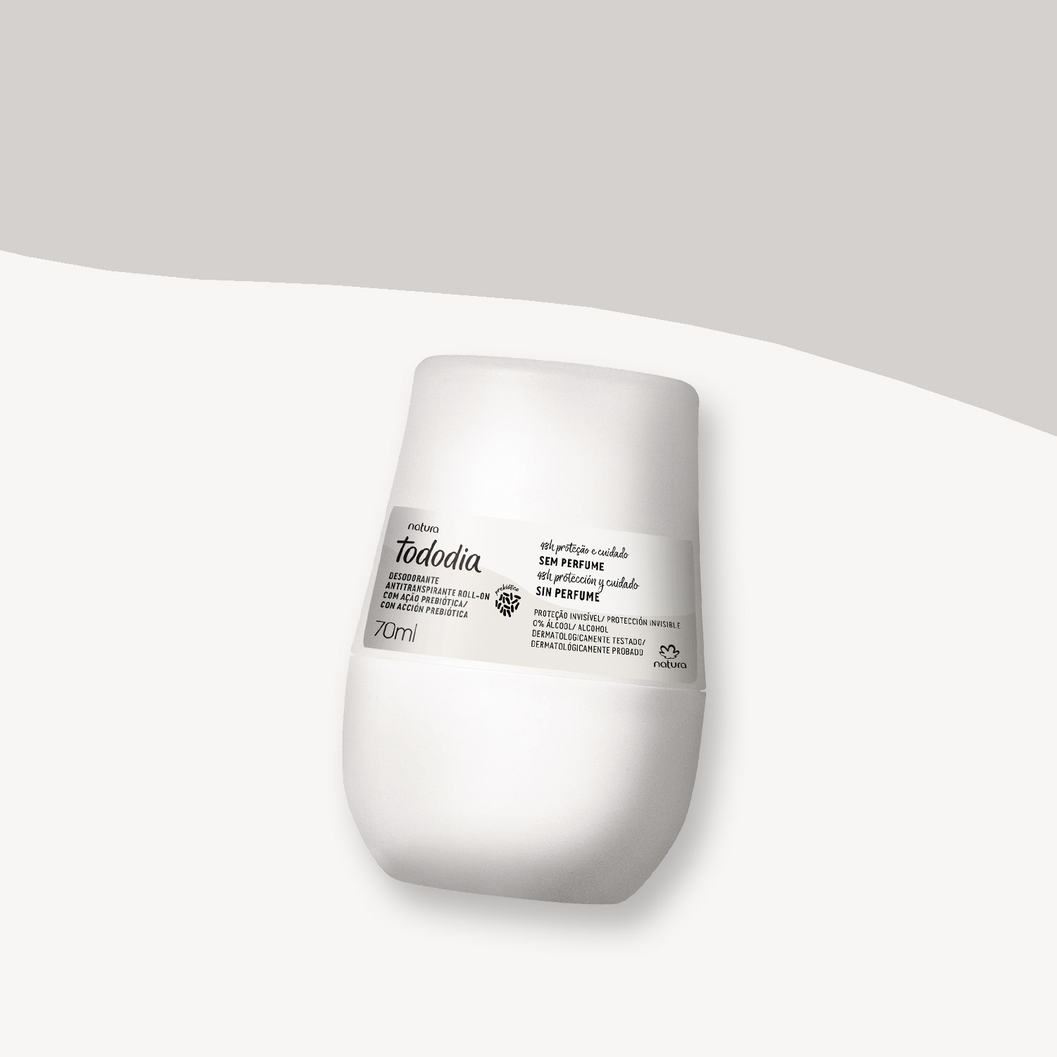 Desodorante Roll On Antitranspirante Prebiótico Tododia Sin Perfume 70 ml