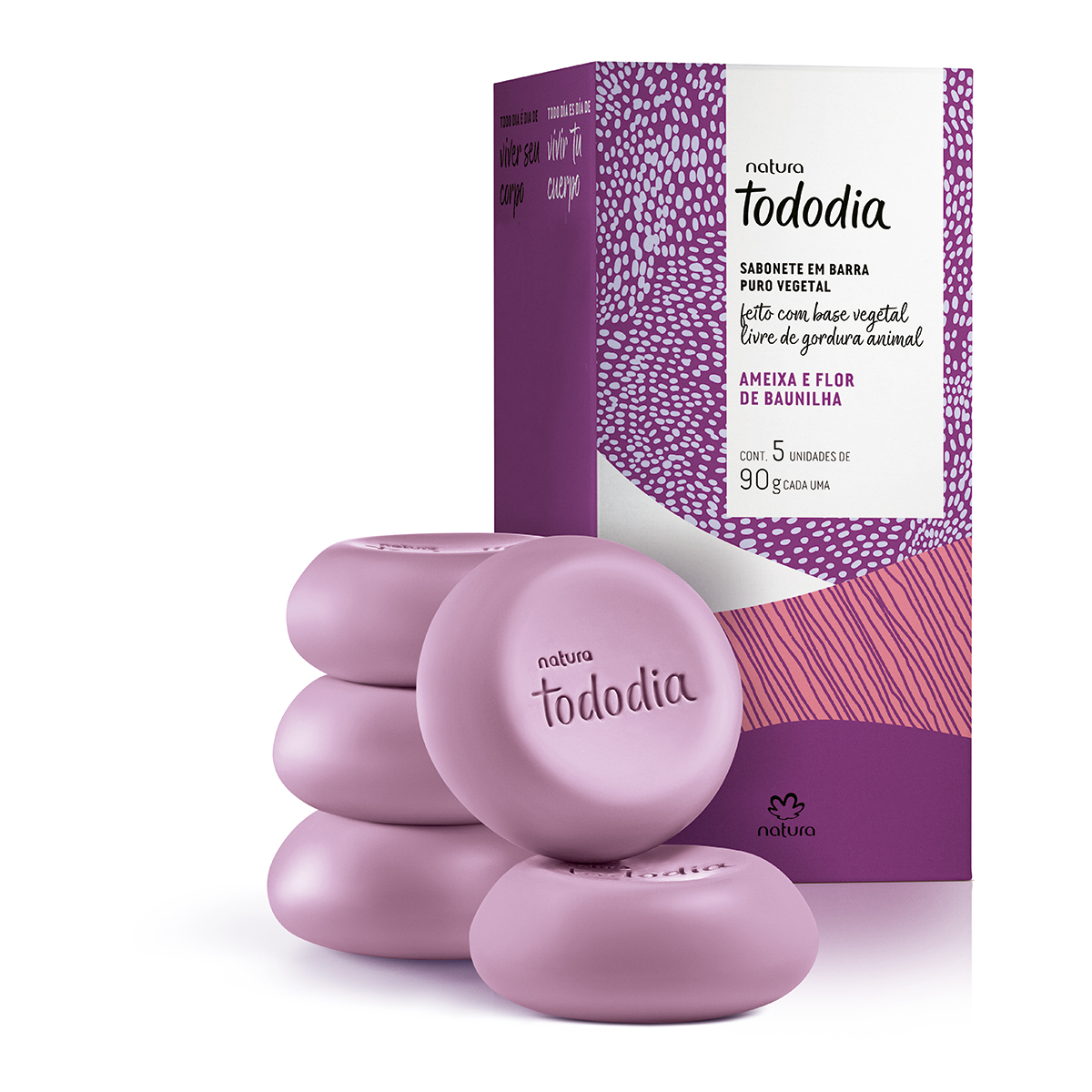 Jabones en Barra Puro Vegetal Tododia Ciruela y Flor de Vainilla 5 unidades de 90 g c/u