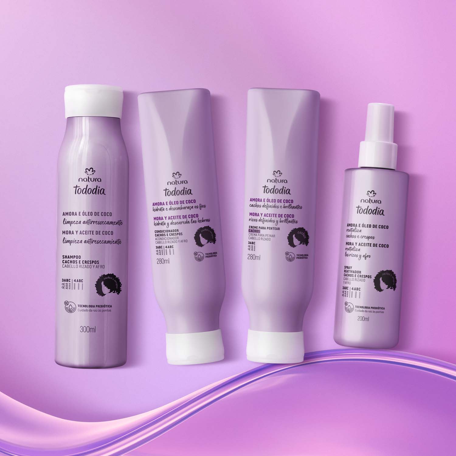 Kit Completo Tododia para Cabellos Rizados Mora y Aceite de Coco