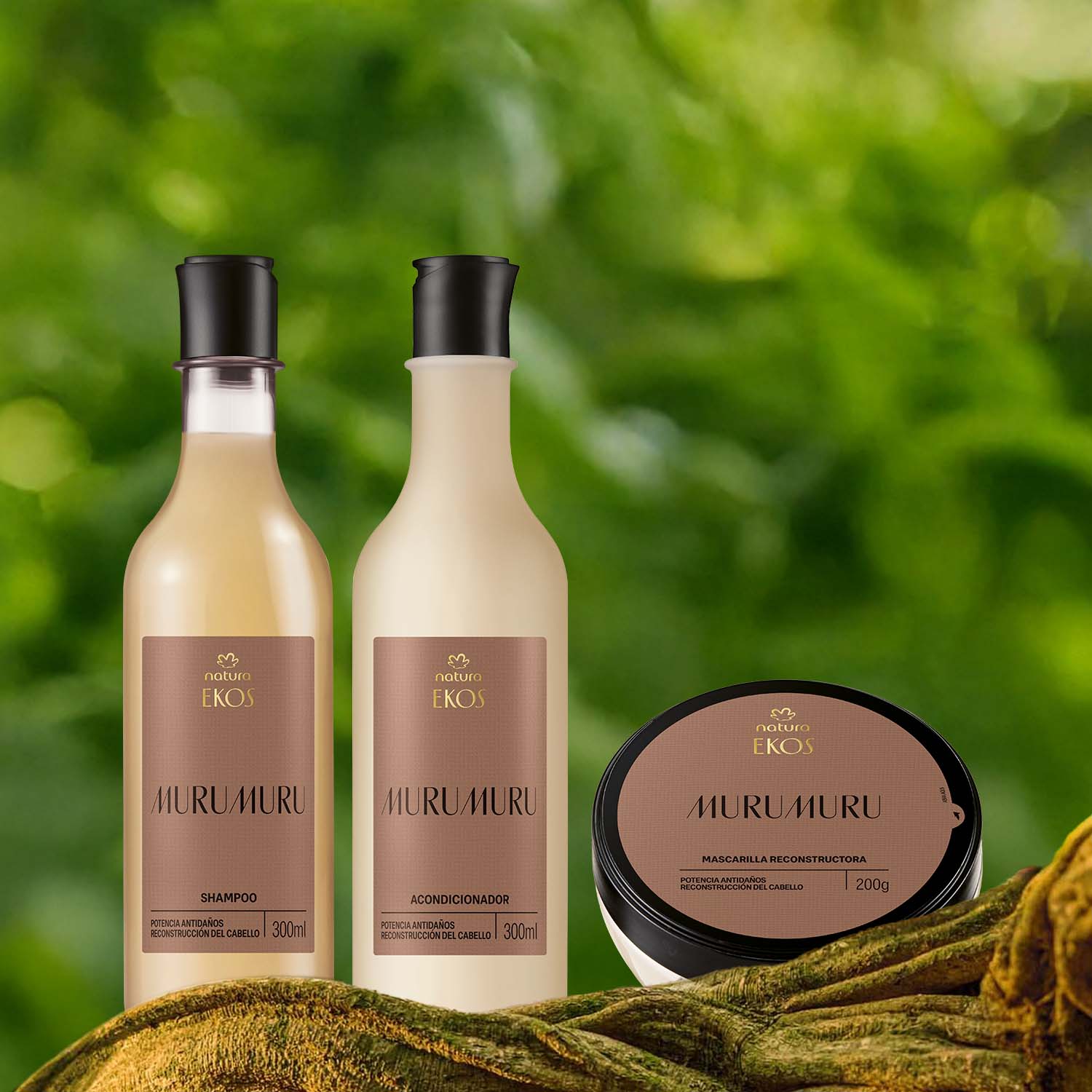 kit shampoo, acondicionador y mascarilla Ekos murumuru